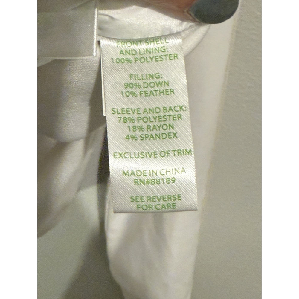 Lilly Pulitzer Haley Lightweight Down Puffer Jacket Ivory White Size L - Picture 3 of 5